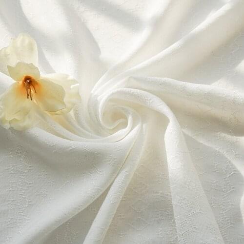 White Retro Geometric Woven Jacquard Rayon Fabric For Clothing Dress Designer Fabric