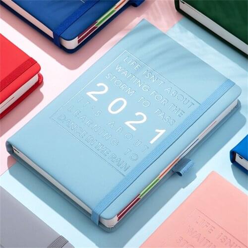 Leather Cover 2021 A5 Week To View Notepad Diary Hardback Cover Fashion Design Planner 328 Pages Planners For School Office