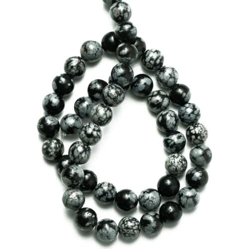 Wholesale Black Snow Flake Natural Stone Beads 4mm 6mm 8mm 10mm 12mm Needlework DIY Necklaces Bracelet Earrings