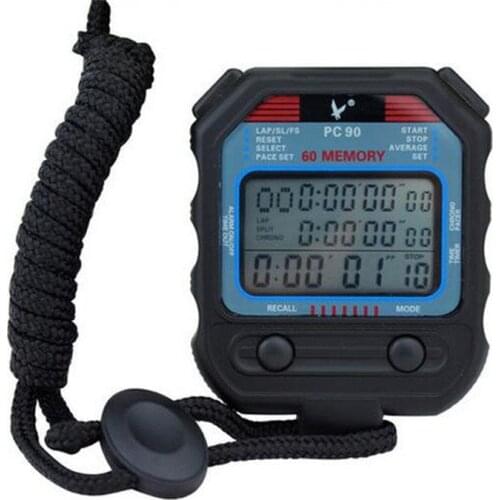 Digital Professional Stopwatch 3 Rows 60 Laps second Digital Sport Counter Timer PC90 Professional Athletics Stopwatch for Men