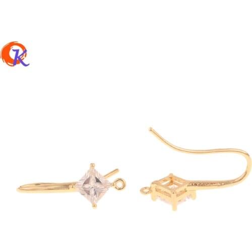 Cordial Design 30Pcs 10*25MM CZ Earrings Hooks/Jewelry Accessories/Hand Made/Genuine Gold Plating/DIY Making/Earring Findings