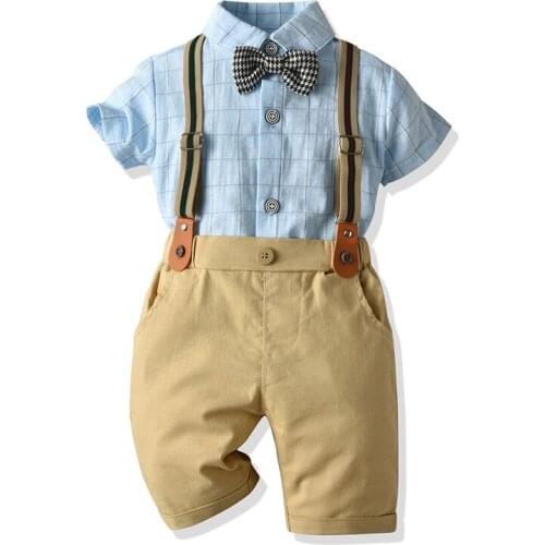Kids Clothes Shirt Suspenders for Boys Shorts Outfits kid Birthday Party Costume 1st Birthday Boy Kit kindergarten Children