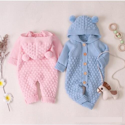 Baby Rompers Knitted Infant Boys Girls Jumpsuits Autumn Winter Soft Warm Newborn Bebes Overalls One Piece Toddler Kids Playsuits