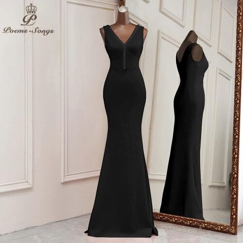 Elegant black Evening dresses Mermaid prom dress Bridal dresses vestidos de promocion Bridesmaid dresses graduations dresses
