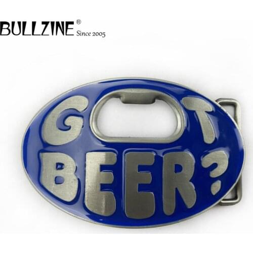 Bullzine Bottle opener belt buckle with pewter finish FP-02021 suitable for 4cm width snap on belt