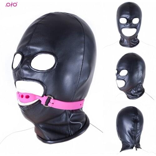 OLO Adult Games Sex Toys for Couples SM Bondage Soft Sexy Head Mask Sex Headgear Erotic Toys Black Slave Restraint Hood Mask