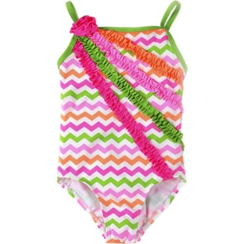 Kavkas Kids Swimwear One Piece Flower Decorations Summer Sleeveless Beachwear Children Swimmming