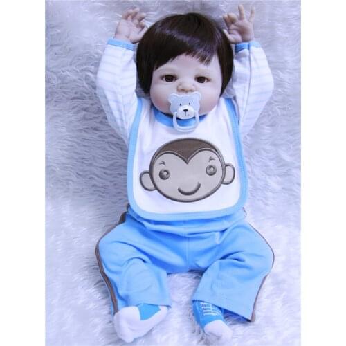 22" Full Silicone reborn doll baby boy girl doll reborn for children xmas gift bebe alive bonecas reborn de silicone 55cm