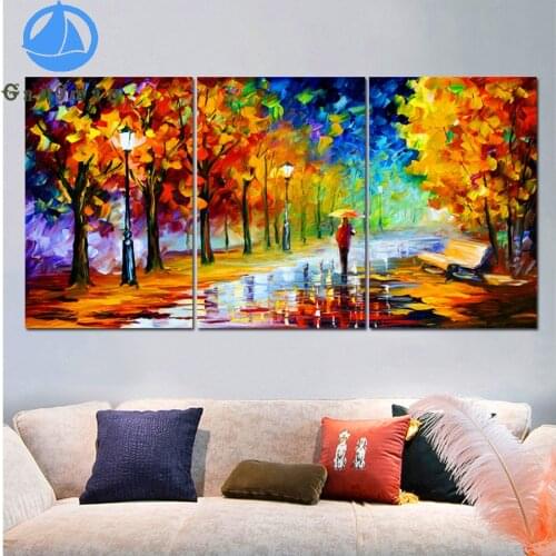 3 pcs Raining Landscape Park Picture 5D DIY Diamond Painting Full Square Round Diamond embroidery Cross stitch Diamond mosaic