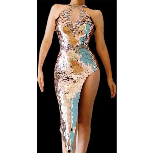 New High-End Custom Made Full Sequin Diamond Dress Nightclub Female Singer Gogo Dancer Stage Performance Rave Outfits DWY5839