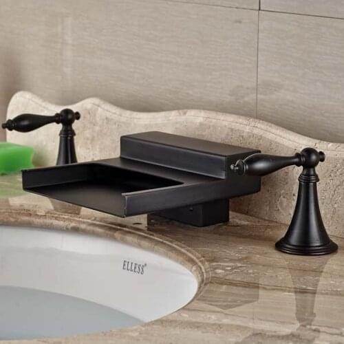 Wholesale And Retail Oil Rubbed Bronze Waterfall Spout Bathroom Faucet Sink Mixer Tap