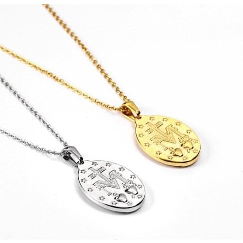 Our Lady of Guadalupe Medal Necklace Virgin Mary Pendant Choker For Women Jewelry Stainless Steel Females