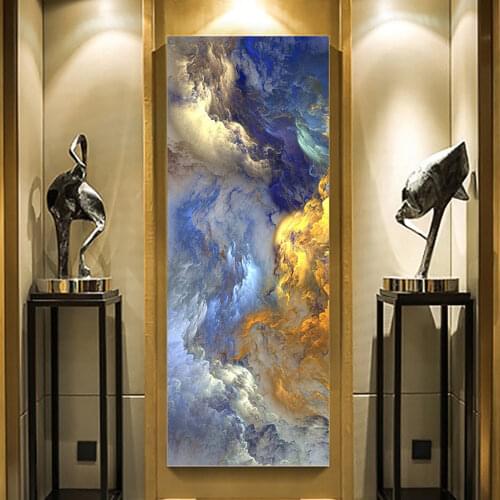 DDHH Abstract Colors Unreal Canvas Poster Blue Landscape Wall Art Painting Living Room Hanging Modern Print Painted Decoration