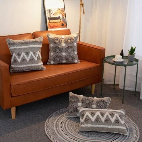 Woven Tufted Boho Throw Pillow Cover Morocco Decorative Cushion Case Farmhouse Pillowcase for Couch Sofa Bedroom Living Room