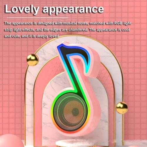 Portable Bluetooth Wireless Mini Speakers Music Subwoofer Colorful Musical Note LED Lighting Sound Box Powerful Outdoor FM Radio