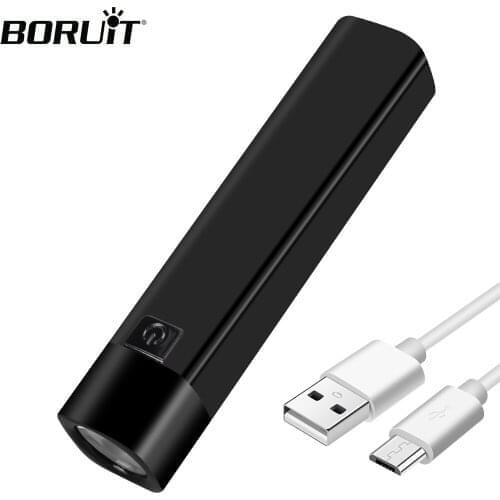 BORUiT XPE COB LED Mini Flashlight Powerful Rechargeable 1200mAh Torch Waterproof Power Bank Lantern for Camping Hunting