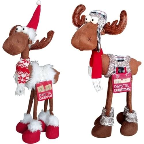 21 Inch Cartoon Stand Elk Christmas Countdown Advent Calendar Deer Doll Holiday Party Desktop Ornament Decoration