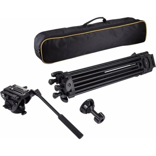 PULUZ Heavy Duty Video Camcorder Aluminum Alloy Tripod with Fluid Drag Tripod Head for Canon Sony Nikon DSLR SLR Camera