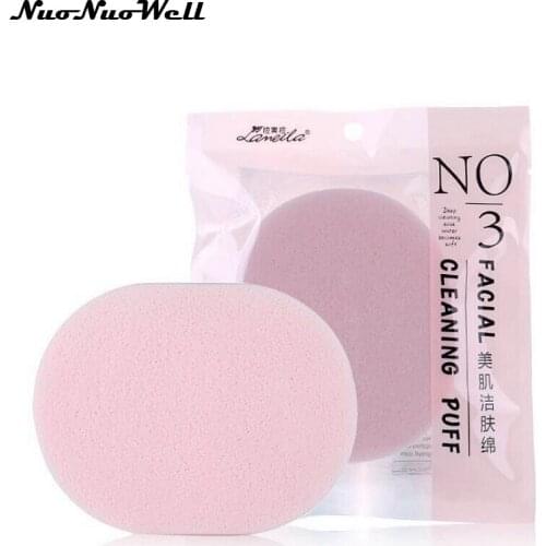 50pcs Pink Facial Cleanse Washing Sponge Puff Natural Wood Fiber Exfoliator Cleaning Sponge Beauty Makeup Tools