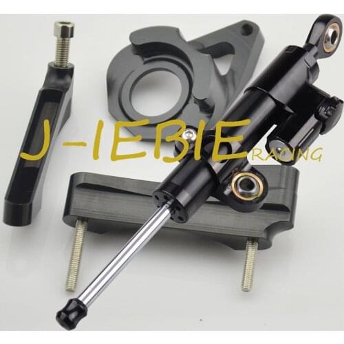 CNC Steering Damper Stabilizer and Black Bracket Mounting For Suzuki GSXR 600/750 GSXR600 GSXR750 2004-2005