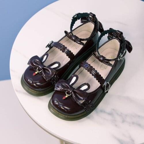 Lolita Shoes For Women Anime Cosplay Gothic Tea Party Bow Soft Girls Ruffle Kawaii Retro Lolita Shoes Female Buckle Pu Flats