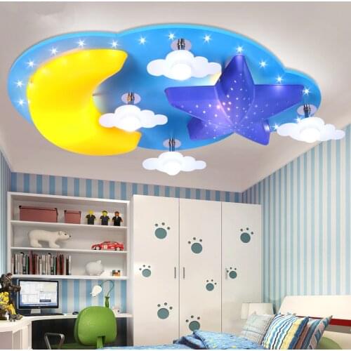 Creative Cartoon star moon childrens room bedroom ceiling lamp led boys and girls bedroom lighting