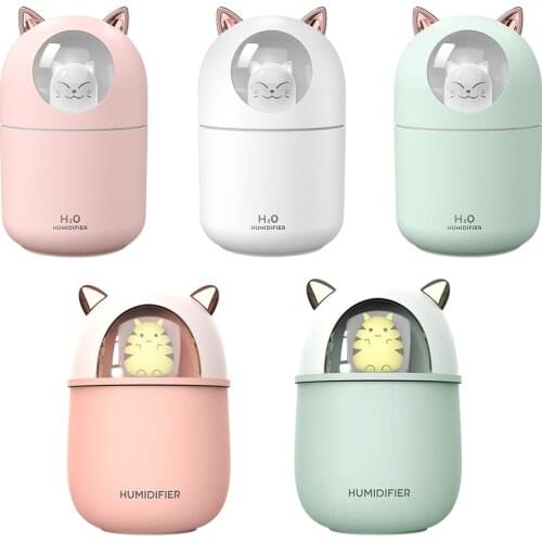 Air Humidifier 300ML Cute Rabbit Ultra-Silent USB Aroma Essential room Car LED Night Lamp Air Purifier Mist Maker Air Fresher