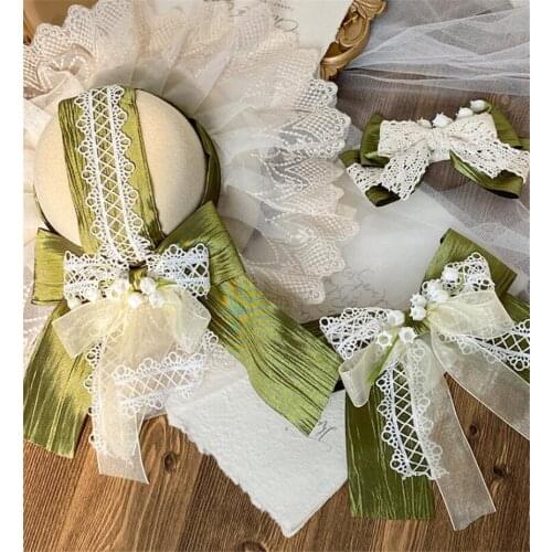 Handmade Lolita Lily of the valley Flower Lace Bow Hairpin Top Hat Side Clip Headdress Hair Accessories B1874