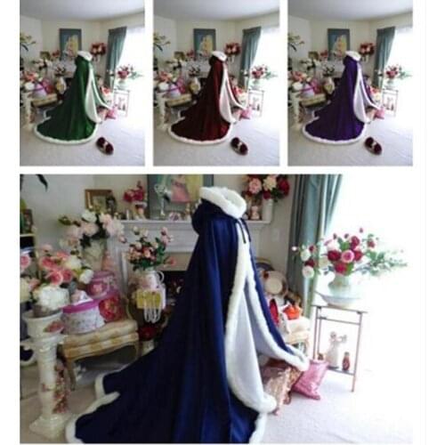 Cathedral Womens Wedding Cloak Winter Faux Fur Satin Bridal Warm Cape Christmas Coat Wedding Accessories