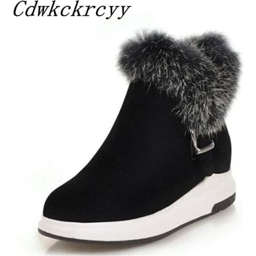 Women Boots Autumn and winter New style Thick bottom Flat heel Snow boots Student Keep warm Cashmere Cotton boots size 34-43