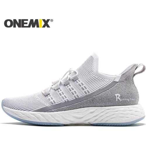 ONEMIX Men Vulcanize Shoes 2019 Breathable Knitted Mesh Reflective Running Sneakers Women Tennis Training Footwear