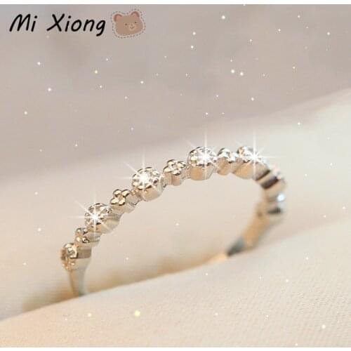 Mi Xiong S925 Sterling Silver Womans Rings Small Round Beads Diamonds Light Luxury Charm Fairy Girls Gift Wedding Brand Jewelry