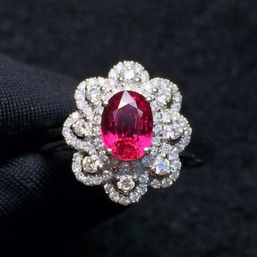 Fine Jewelry Real 18K Gold AU750 G18K Natural 100% Red Ruby 1.24ct Pendant Gold Diamond Pendant Gemstone Necklaces for Women