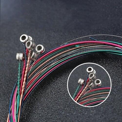 1Set Acoustic Guitar Strings Rainbow Colorful Guitar Strings E-A for Acoustic Folk Guitar Classic Guitar Stainless Steel Strings