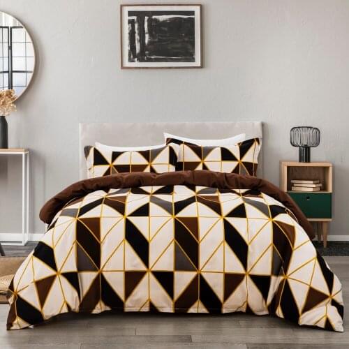 100% Quality Classic Coffee +brown Bedding Set Thicke Bed Linen Duvet Cover Sets Geometric Lattice Single Twin Full Queen Bedset
