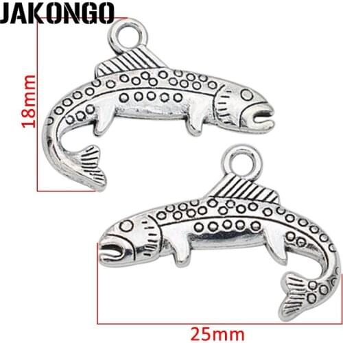 20pcs Antique Silver Plated Fish Charm Pendant for Jewelry Making Bracelet DIY Accessories Handmade Craft 25x18mm