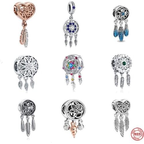2021 genuine new original 925 sterling silver bracelet accessories dream catcher pendant beads suitable for pandora ladies DIY j