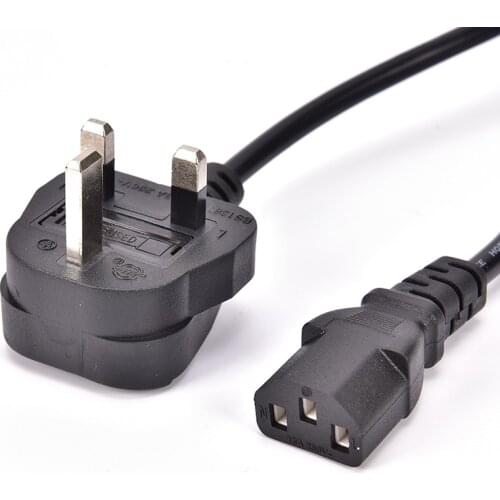 3 Pin UK European Power Supply Lead Cord UK Plug IEC C13 Power Cable Wires 1.5m For AC Adapters C13 Power Cables