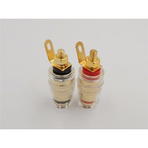 4Pcs Brass Crystal 4mm Thread Medium Amplifier Speaker Spade Terminal Binding Post Banana Plug Socket Connector 32MM