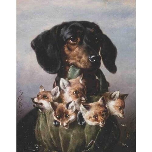 5d diy Diamond Painting square drill"Dachshund Dog foxes"Diamond Embroidery animal full Rhinestone mosaic home decor gift C585