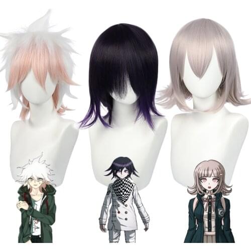 Anime Danganronpa V3 Killing Harmony Ouma Kokichi Short Wig Cosplay Costume Dangan Ronpa Heat Resistant Synthetic Hair C40K222