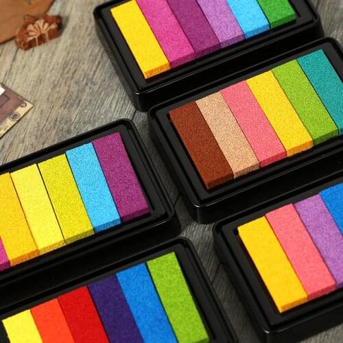 Jamie Notes Candy Color Rainbow Stamp Inkpad Kids Diy Handmade Scrapbook Students Stamps Arts,craft Gift Fingerprint