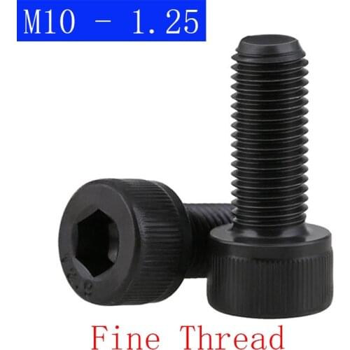 M10 - 1.25 ( 10mm ) FINE Thread Socket Head Caps Screws 12.9 Alloy Steel Black Oxide DIN 912 ISO 4762