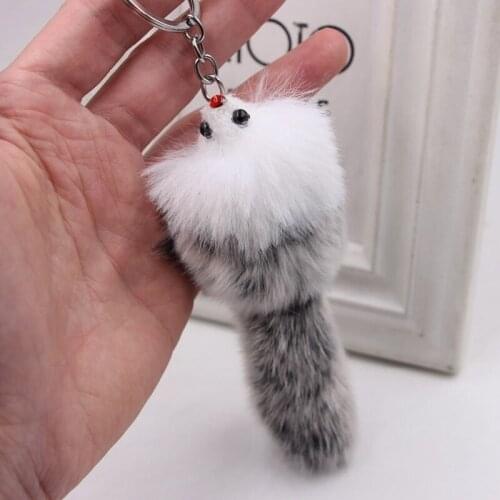 1pc Cute Fluffy Ball Key Chain Keyrings Soft Animal Tail Pompom Fur Ball Keychain Car Bag Key Ring Women Jewelry Random Color