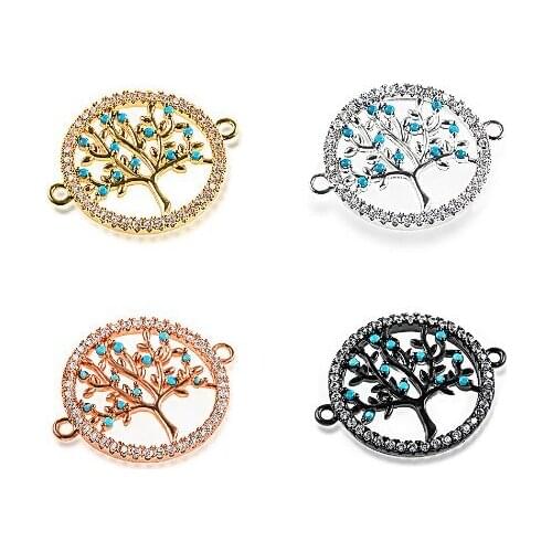 19*24mm lift tree crystal micro pave cz zircon cubic zirconia beads DIY Copper necklace charm bracelet connectors 3gf34