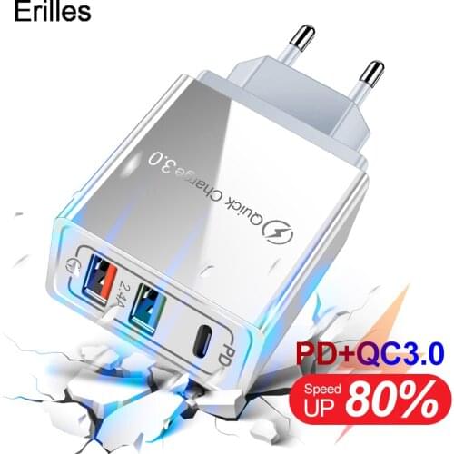 Quick Charge QC 4.0 3.0 PD USB Charger 18W USB Type C Fast Charging For iPhone 11 Pro Max XS XR Xiaomi Phone PD USB plug Charger