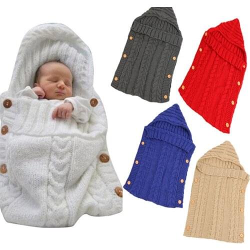 Baby Sleeping Bag Envelope Winter Kids Sleepsack Footmuff For Stroller Knitted Sleep Sack Newborn Swaddle Knit Wool Slaapzak