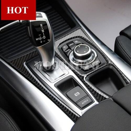 For BMW X5 E70 2008-2013 X6 E71 2009-2014 Carbon Fiber Console Gear Box Panel Trim Cover Car Accessories Interior Car Decor