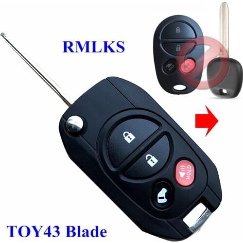 4 Buttons Flip TOY43 Fit For Toyota Avalon Solara 2005 2006 2007 2008 Car Modified Fob Replacement Remote Shell Key Case