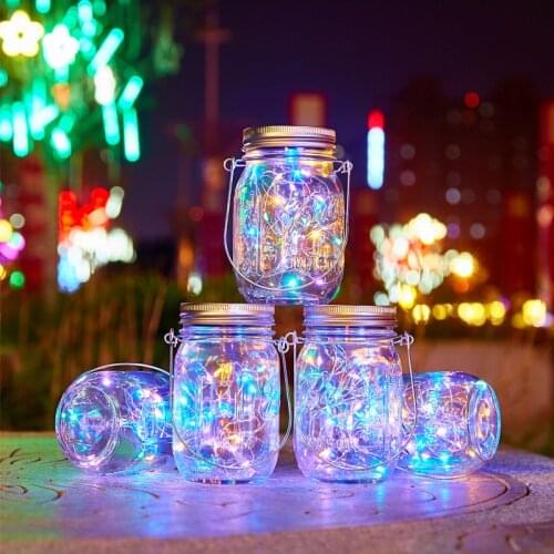 30 LEDs Fairy Light Strings with Mason Jar Bottle Lid Insert Color Changing Garden Decor Christmas Lights Outdoor Wedding Decor